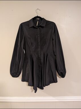 Free People Black All In One Peplum Tunic S
